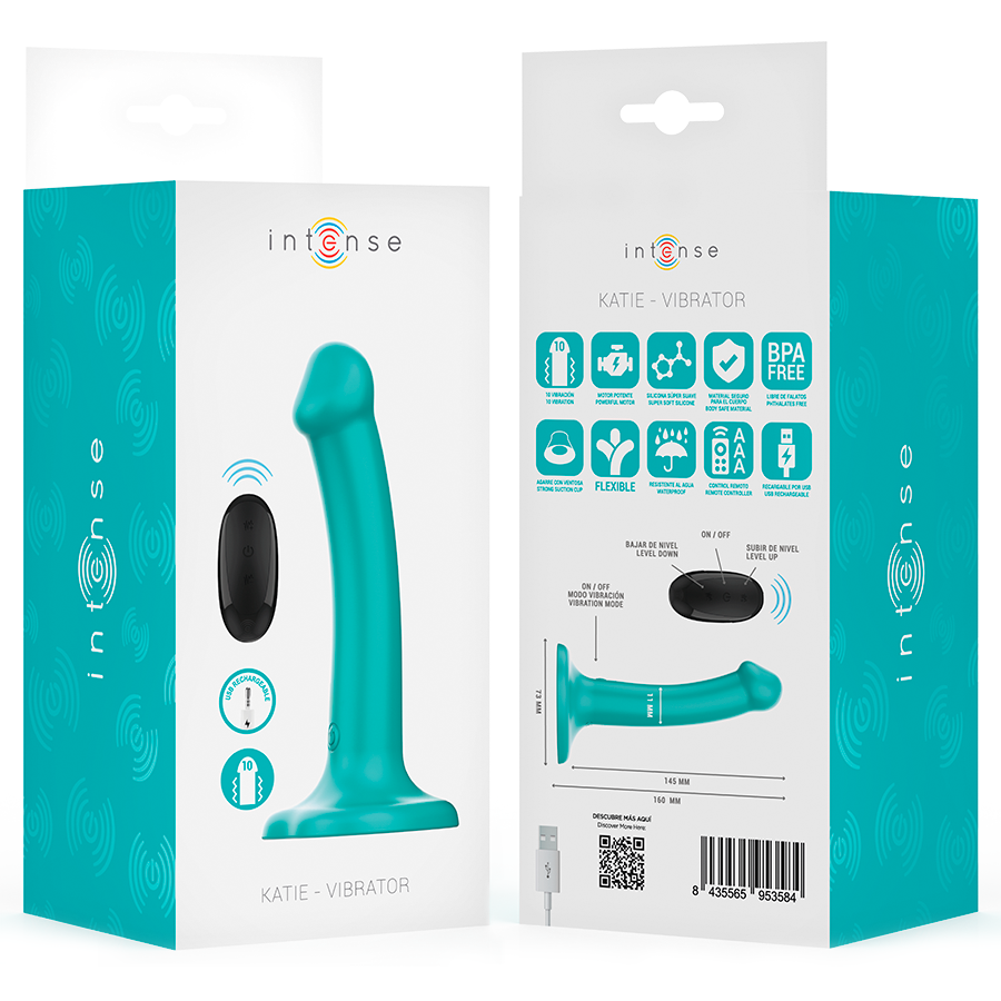 Katie – Vibrator mit Fernbedienung und Saugfunktion – Blau – 16 cm – 14 cm – Box – Bild 8