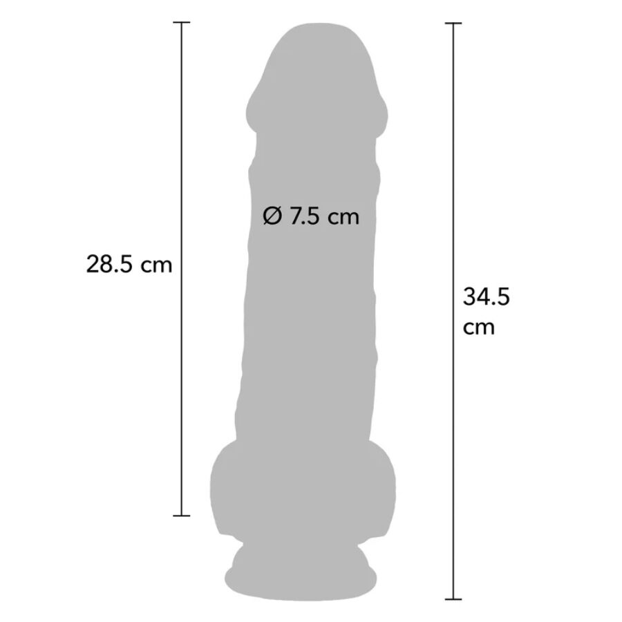Deluxe – TPE-Realistischer Dildo mit Hoden – Natur – 34,5 cm – Bild 4