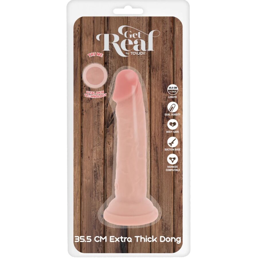 Deluxe – TPE-Realistischer Dildo mit doppelter Dichte extra dick – Natur – 35,5 cm – Bild 5
