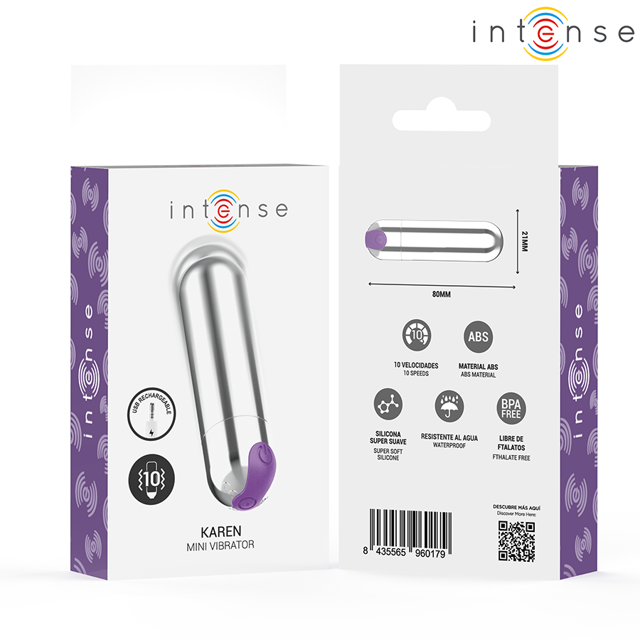 Karen Mini Wiederaufladbarer Vibrationskugel – Bullet-Vibrator – Silber – Bild 6