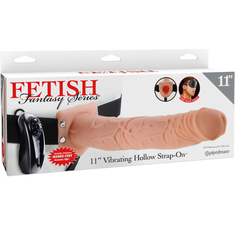 Hohler vibrierender Strap-on-Dildo mit Hoden – Natur – 27,9 cm – Bild 4