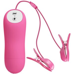 Nippelklemmen mit Vibration und Elektrostimulation – Fuchsia