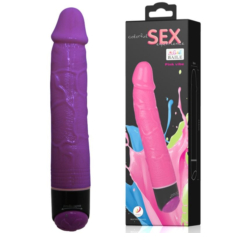 Bunter Sex Realistischer Vibrator – Lila – 23 cm – Bild 2