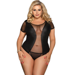 Queen Plus – Kurzarm-Fetisch-Teddy – Plus Size