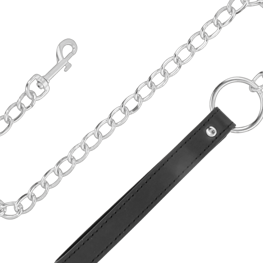 Weiches Lederhalsband mit Kette – Bild 3