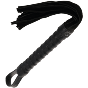 Bondage-Peitsche mit Ledergriff – Schwarz