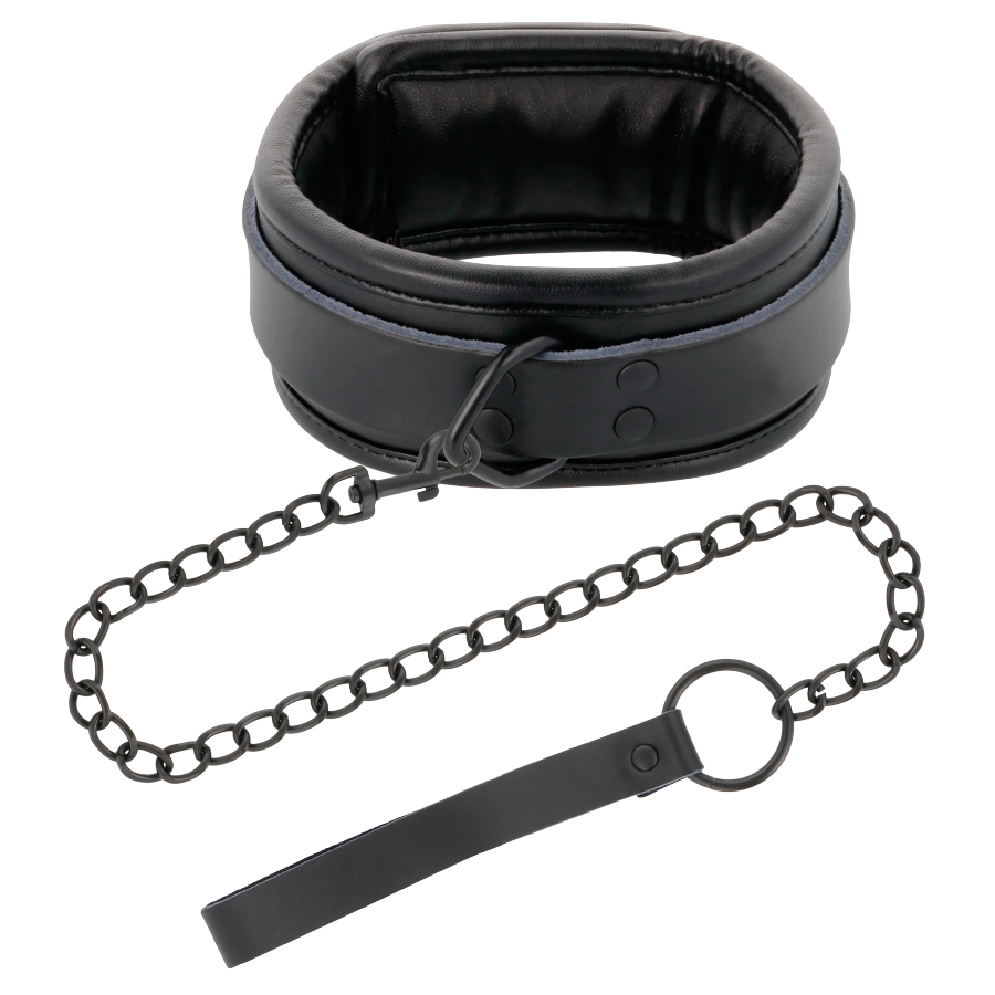 Handschellen und Halsband aus schwarzem Leder – Bild 4