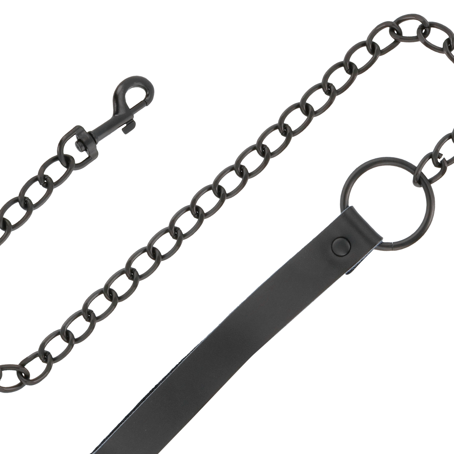 Handschellen und Halsband aus schwarzem Leder – Bild 5