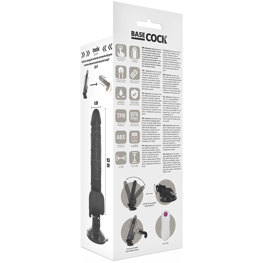 Realistischer Vibrator mit Fernbedienung mit Hoden – Schwarz – 19,5 cm – 4 cm – Bild 5