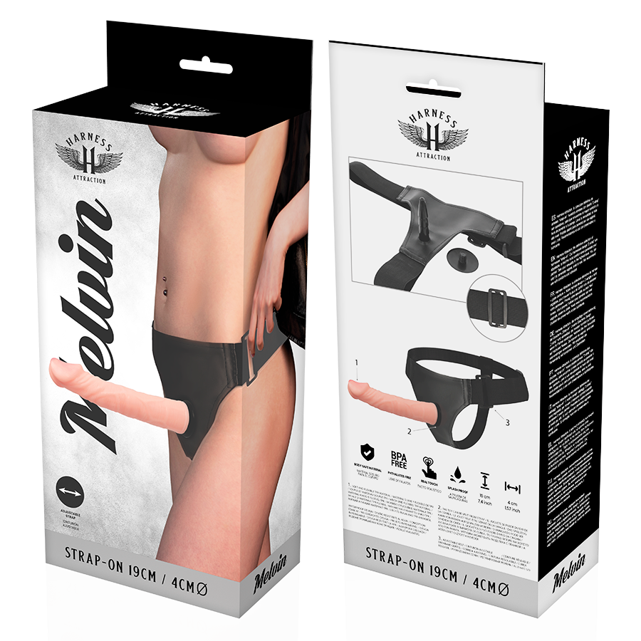 Melvin – Strap-on-Harness mit realistischem Dildo – Natur – 19 cm – 4 cm – Bild 7