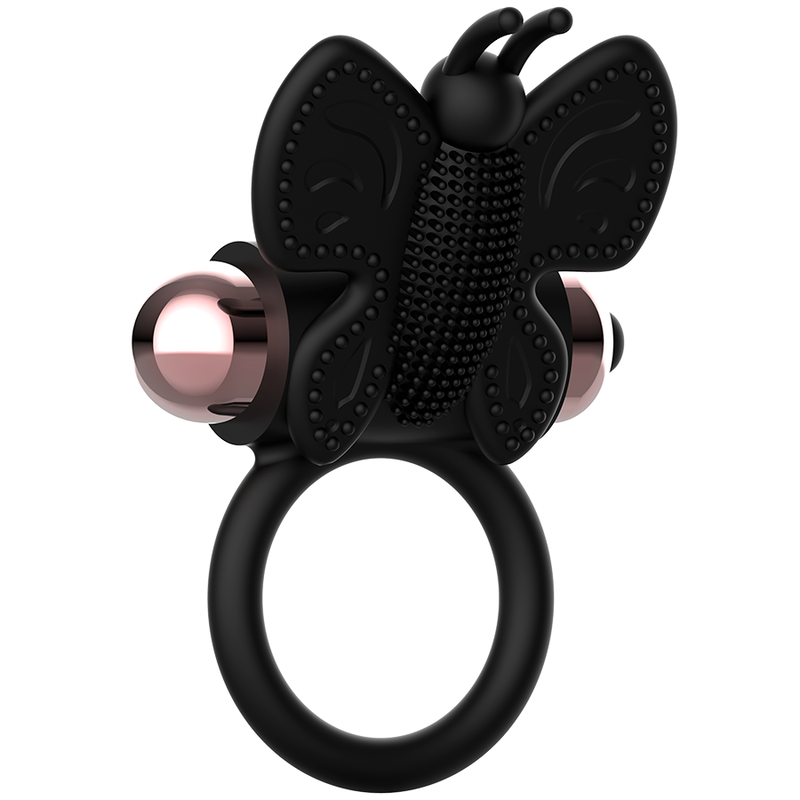 Chic Desire – Schmetterlings-Penisring mit Vibration – Schwarz/Gold – Bild 3