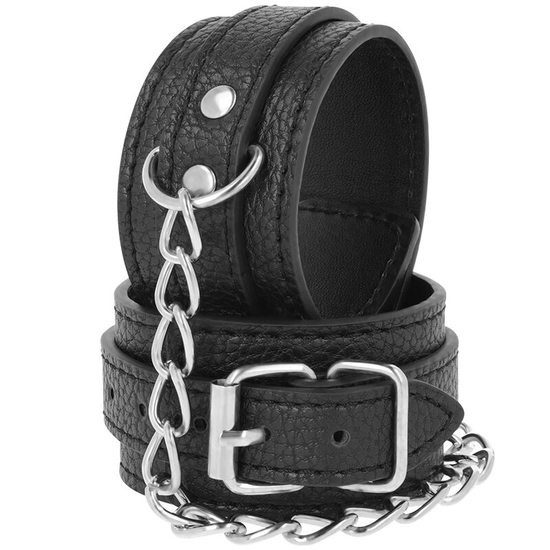 Handschellen aus schwarzem Strukturiertem Leder – Bild 2