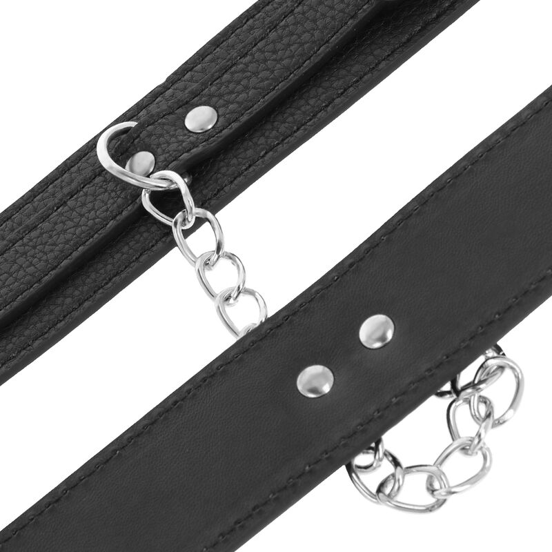 Handschellen aus schwarzem Strukturiertem Leder – Bild 3