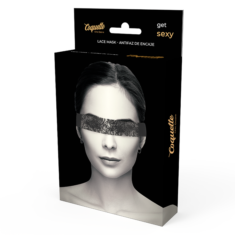 Spitzenmaske mit Band – Schwarz – Bild 5