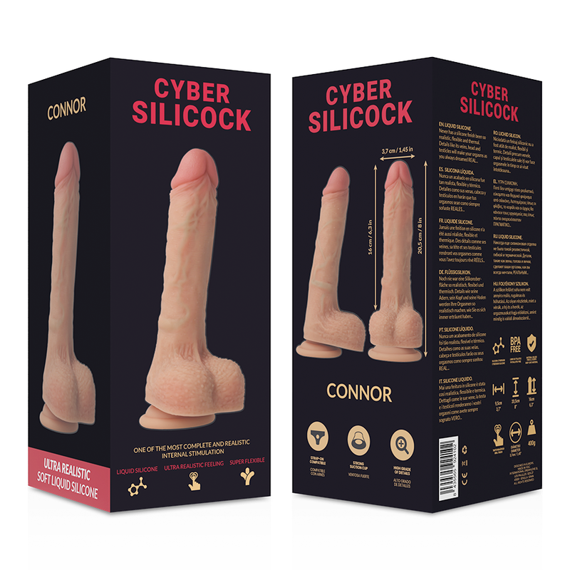 Connor – Strap-on-Dildo aus Flüssigsilikon mit 3 Ringen – 20,5 cm – Bild 8