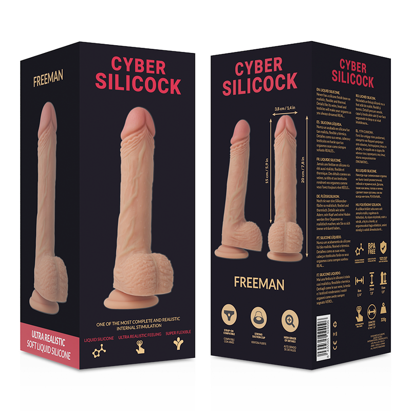 Freeman – Strap-on-Dildo aus Flüssigsilikon mit 3 Ringen – 20 cm – Bild 8