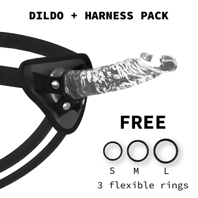 Strap-on-Harness mit transparentem realistischem Dildo – 19 cm – Ø 4 cm