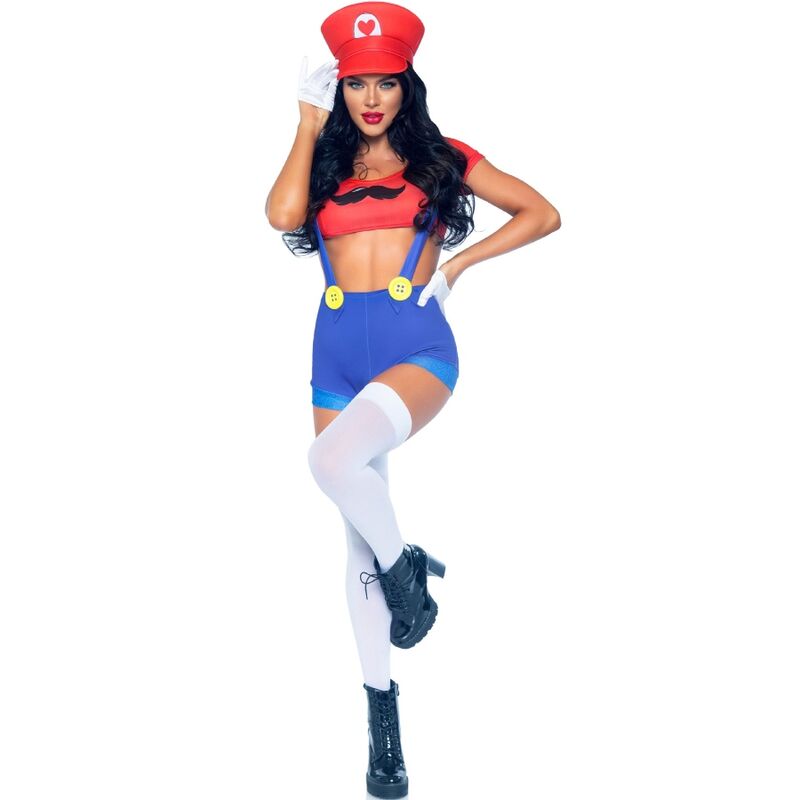 Leg Avenue – Sexy Kostüm Mario Bros Rot/Blau S – Bild 2