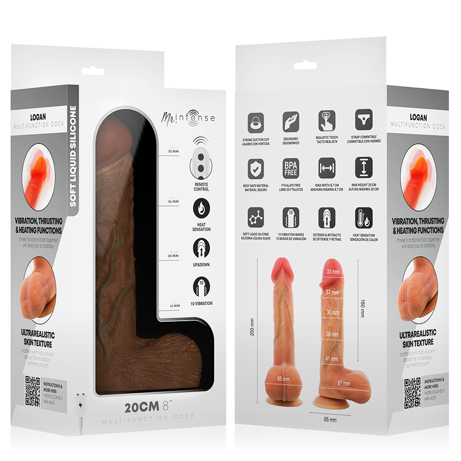 Mr Intense – Logan Vibrator Dildo Silikon mit Wärmeeffekt und Fernbedienung 20 cm – Ø 4,1 cm – Bild 11