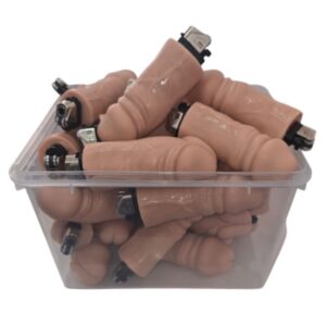 Glas mit 30 Fleischpenis-Feuerzeugen
