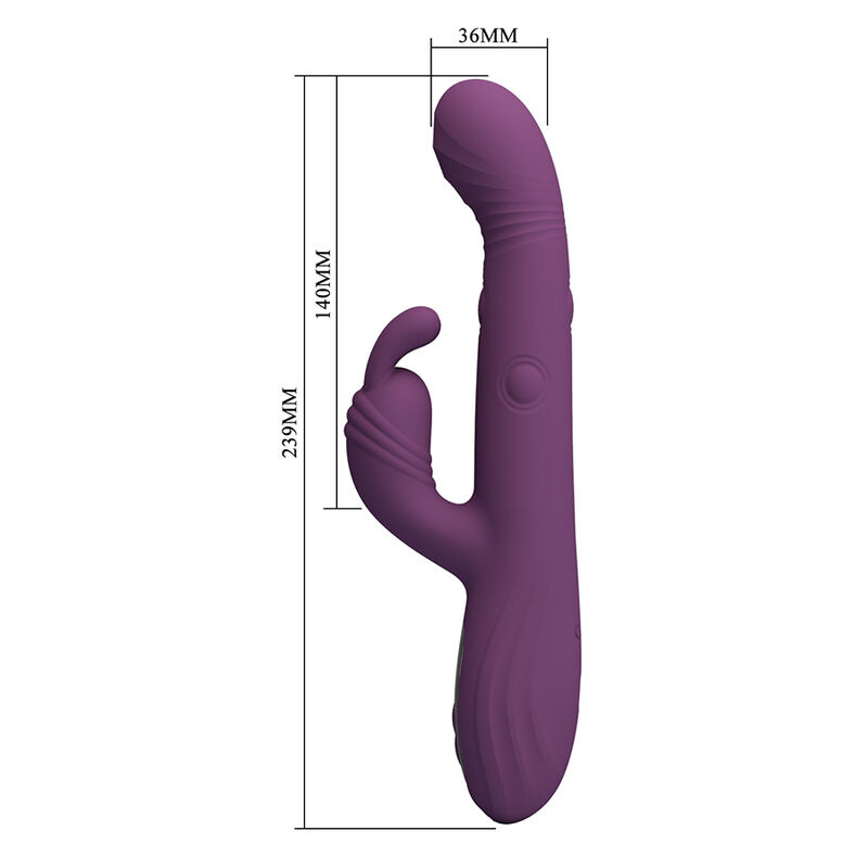 Pretty Love – Dee Multifunktions-Hasenvibrator mit Oszillierender und Perkussiver Funktion, Lila – Bild 6