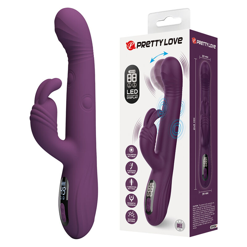 Pretty Love – Dee Multifunktions-Hasenvibrator mit Oszillierender und Perkussiver Funktion, Lila – Bild 2