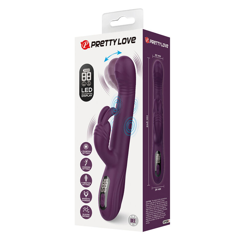 Pretty Love – Dee Multifunktions-Hasenvibrator mit Oszillierender und Perkussiver Funktion, Lila – Bild 7