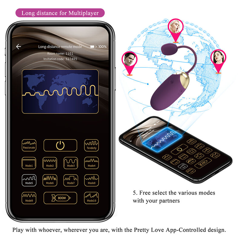 Pretty Love – Klay Stoss-Ei-Vibrator, App-Steuerung, Lila – Bild 8
