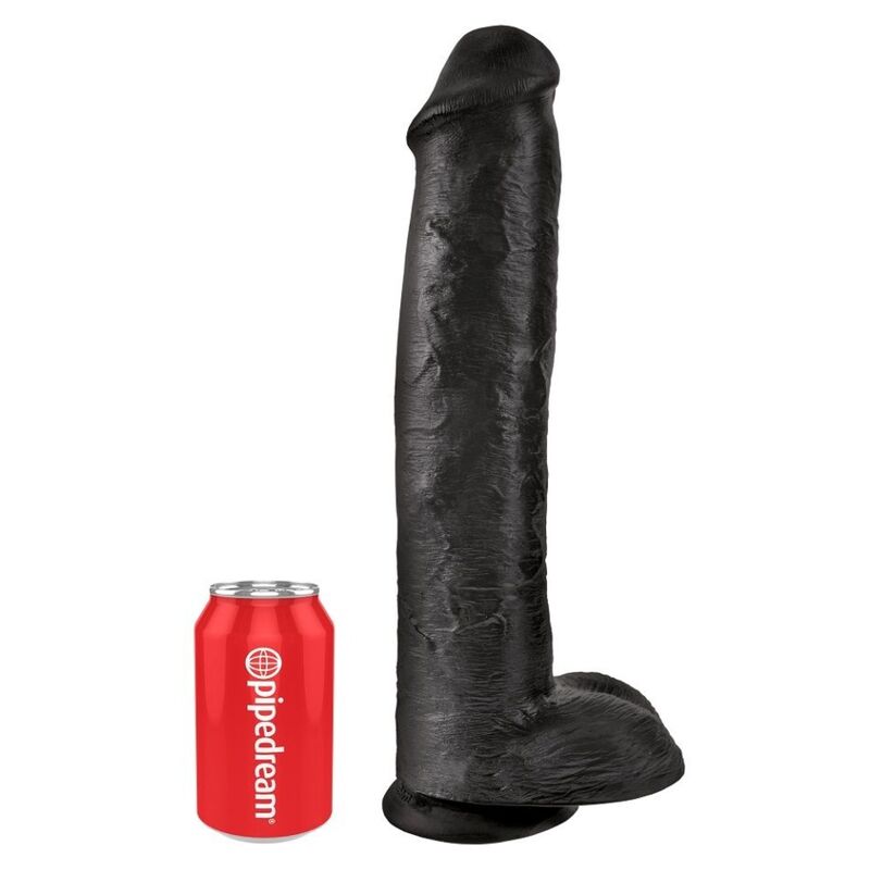 Realistischer Dildo mit Hoden 38 cm Schwarz