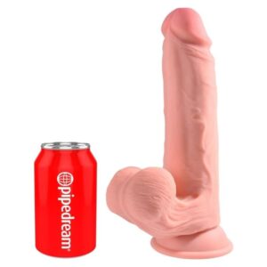 King Cock Plus – Realistischer Dildo mit Dreifachdichte und Schwingenden Hoden, 23 cm, Fleisch