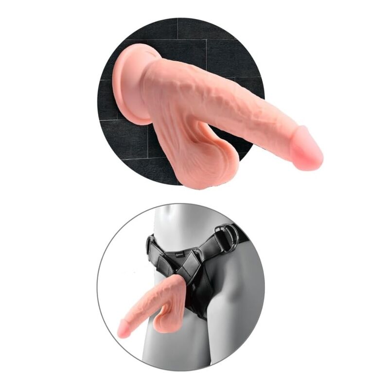 King Cock Plus – Realistischer Dildo mit Dreifachdichte und Schwingenden Hoden, 23 cm, Fleisch – Bild 4