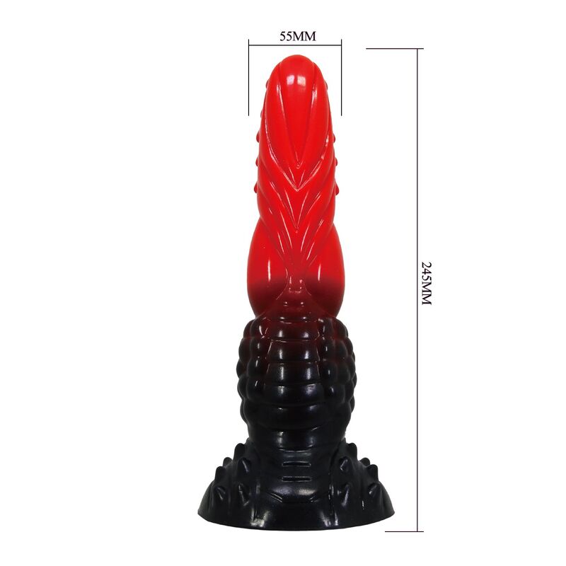 Feuerdrachen-Fantasie-Dildo mit Saugnapf 24,5 cm Ø 5,8 cm Rot & Schwarz – Bild 7