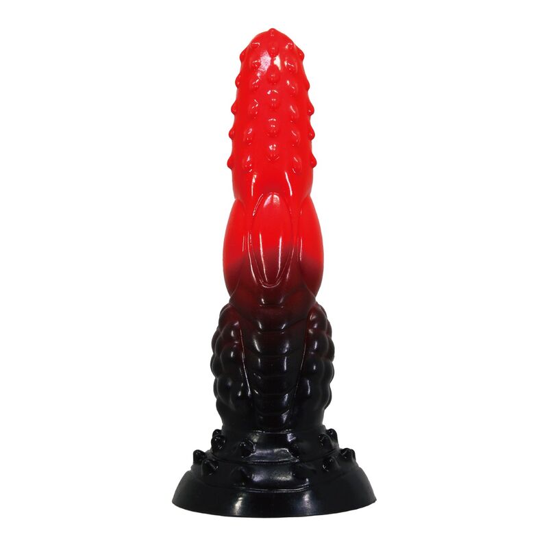 Feuerdrachen-Fantasie-Dildo mit Saugnapf 24,5 cm Ø 5,8 cm Rot & Schwarz – Bild 3
