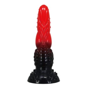 Feuerdrachen-Fantasie-Dildo mit Saugnapf 24,5 cm Ø 5,8 cm Rot & Schwarz