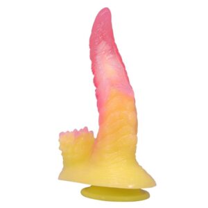 Ripplied Monster Fantasy Dildo mit Saugkapsel 22,5 cm Ø 5,5 cm Pink & Gelb