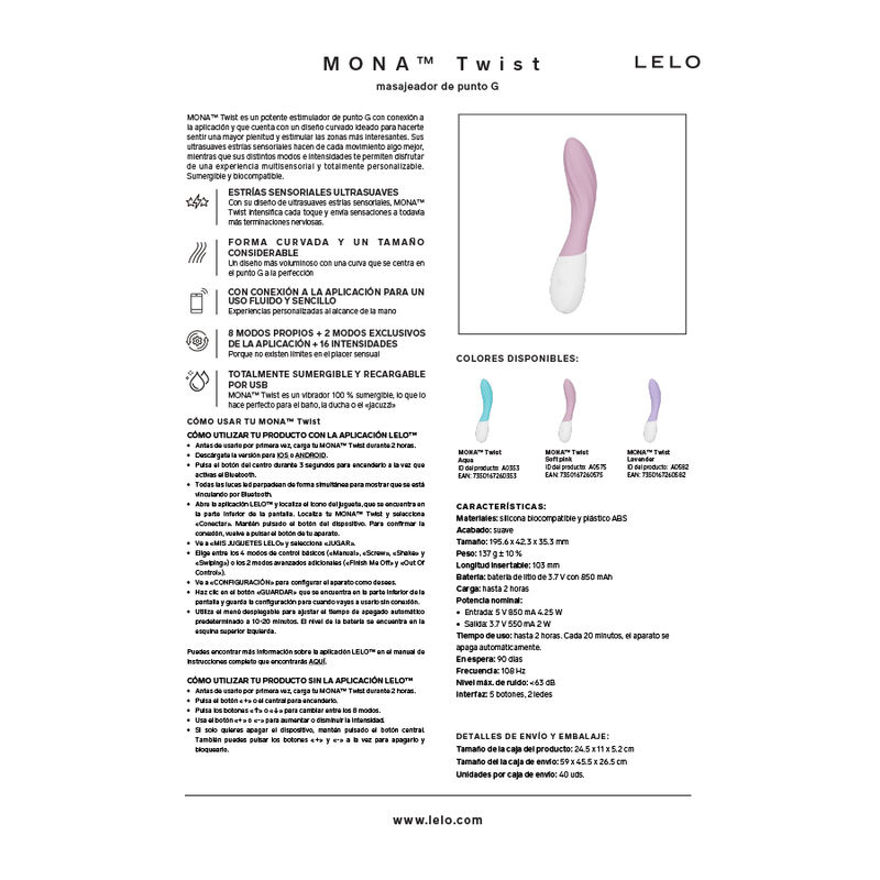 Mona Twist Wiederaufladbarer, App-Gesteuerter g-Punkt-Vibrator Lavendel – Bild 10